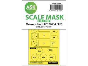 Art Scale Kit M32020 Messerschmitt Bf 109E-4 &amp;amp; E-7 One-Sided Express Masks for Hobby2000, Dragon, HGW 1/32