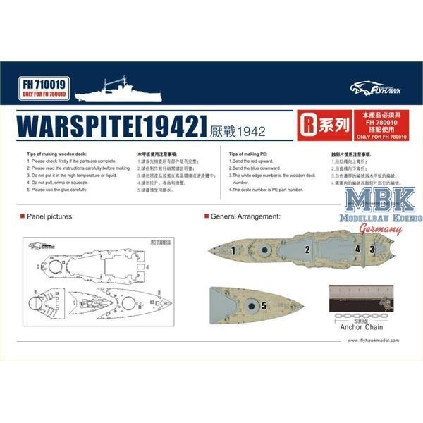 Maquette FlyHawk FH710019 HMS Warspite 1942 Pont en bois (FH780010) 1/700