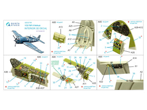 Quinta Studio QD32195 F6F-5 Hellcat 3D-Printed &amp;amp; coloured Interior on decal paper (Trumpeter) 1/32 – imagen 2