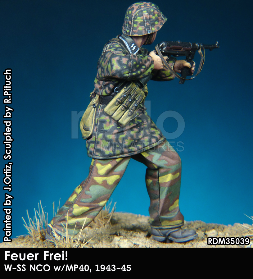 RADO Miniatures RDM35039 Feuer Frei W-SS NCO w/Mp-40 1943-45 1/35 – zdjęcie 3