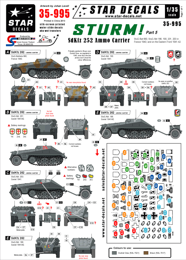 Star Decals 35-995 STURM 5. Transporteur de munitions SdKfz 252 1/35