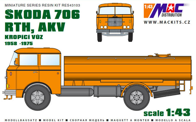 MAC RES43103 Skoda 706 RTH, AKV 1 1/43