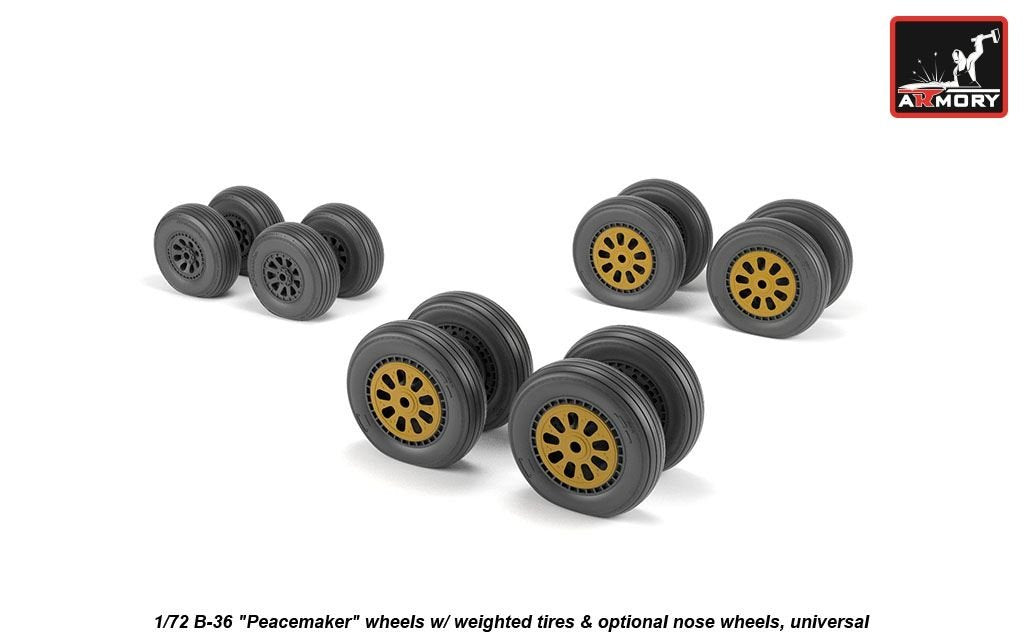Armory Models AW72327 B-36 Peacemaker wheels w/ weighted tires, optional nose wheels 1/72 – immagine 4