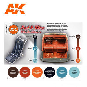 AK Interactive AK11685 3G RED &amp;amp; BLUE VEHICLE INTERIORS 6x17 ml – immagine 2