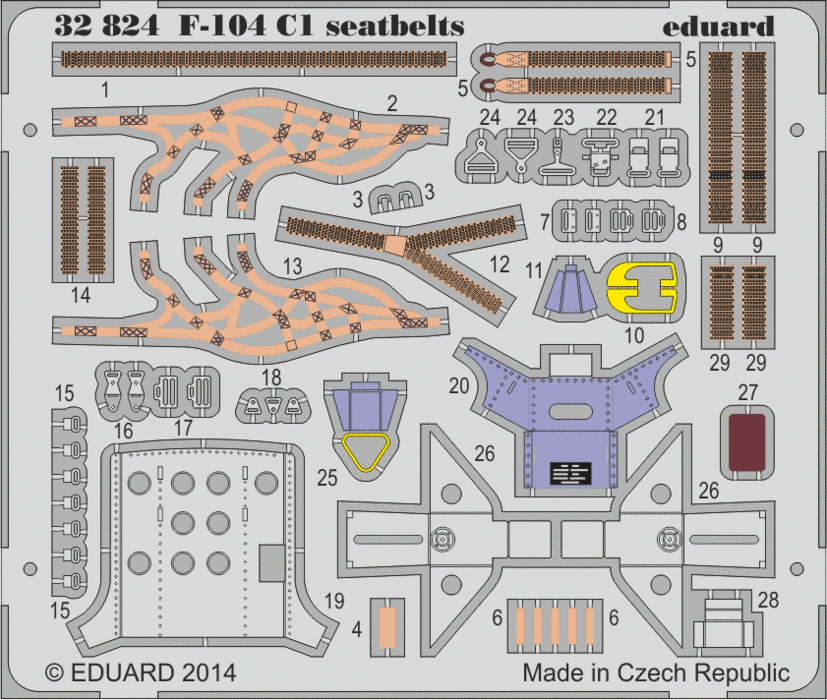 Ceintures de sécurité Eduard 32824 F-104 C1 ITALERI 1/32