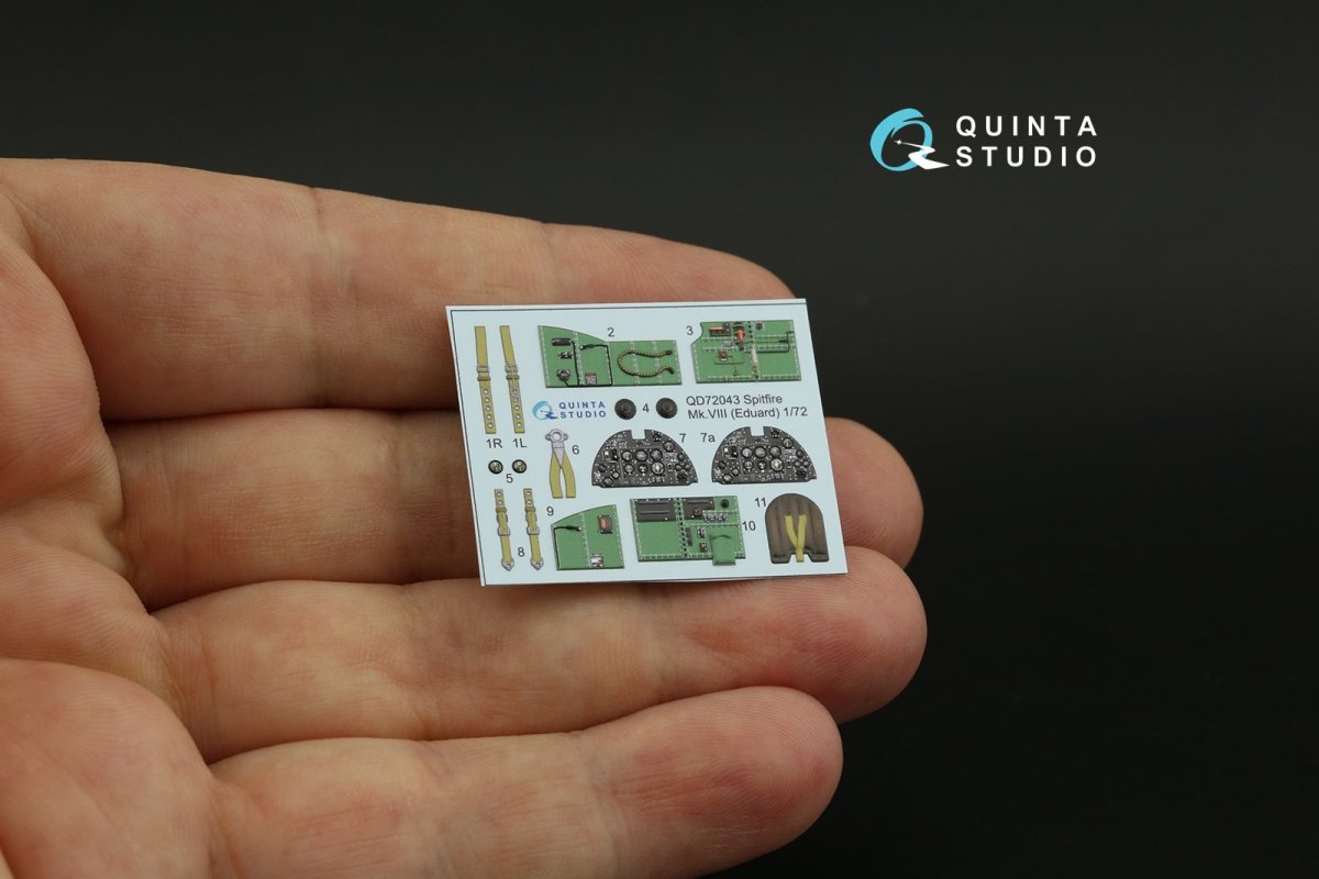 Quinta Studio QD72043 Spitfire Mk.VIII 3D-Printed &amp;amp; coloured Interior on decal paper (Eduard) 1/72 – Bild 6