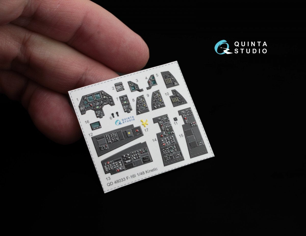 Intérieur imprimé en 3D et coloré sur papier décalcomanie Quinta Studio QD48033 F-16I (pour kit Kinetic) 1/48 – image 4