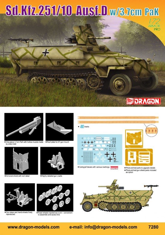 Dragon 7280 SdKfz.251/10 ,Ausf.D w.3,7 PaK 1/72 – zdjęcie 2