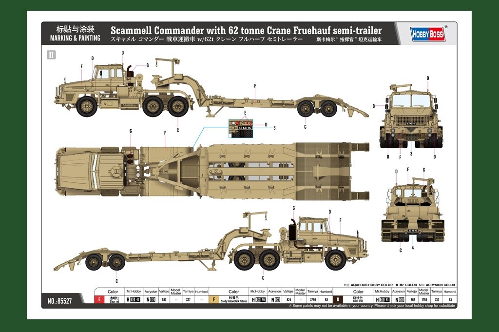 Hobby Boss 85527 Scammell Commander with 62 tonne Crane Fruehauf semi-trailer 1/35 – zdjęcie 5