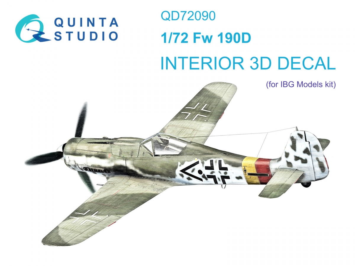 Quinta Studio QD72090 Fw 190D 3D-Printed &amp;amp; coloured Interior on decal paper (IBG models) 1/72