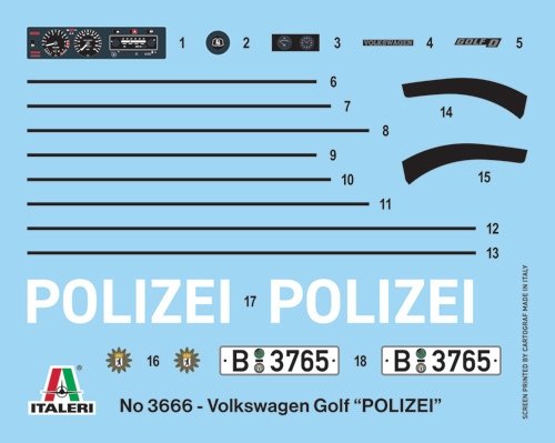Italeri 3666 VW Golf Polizei 1/24 – imagen 3