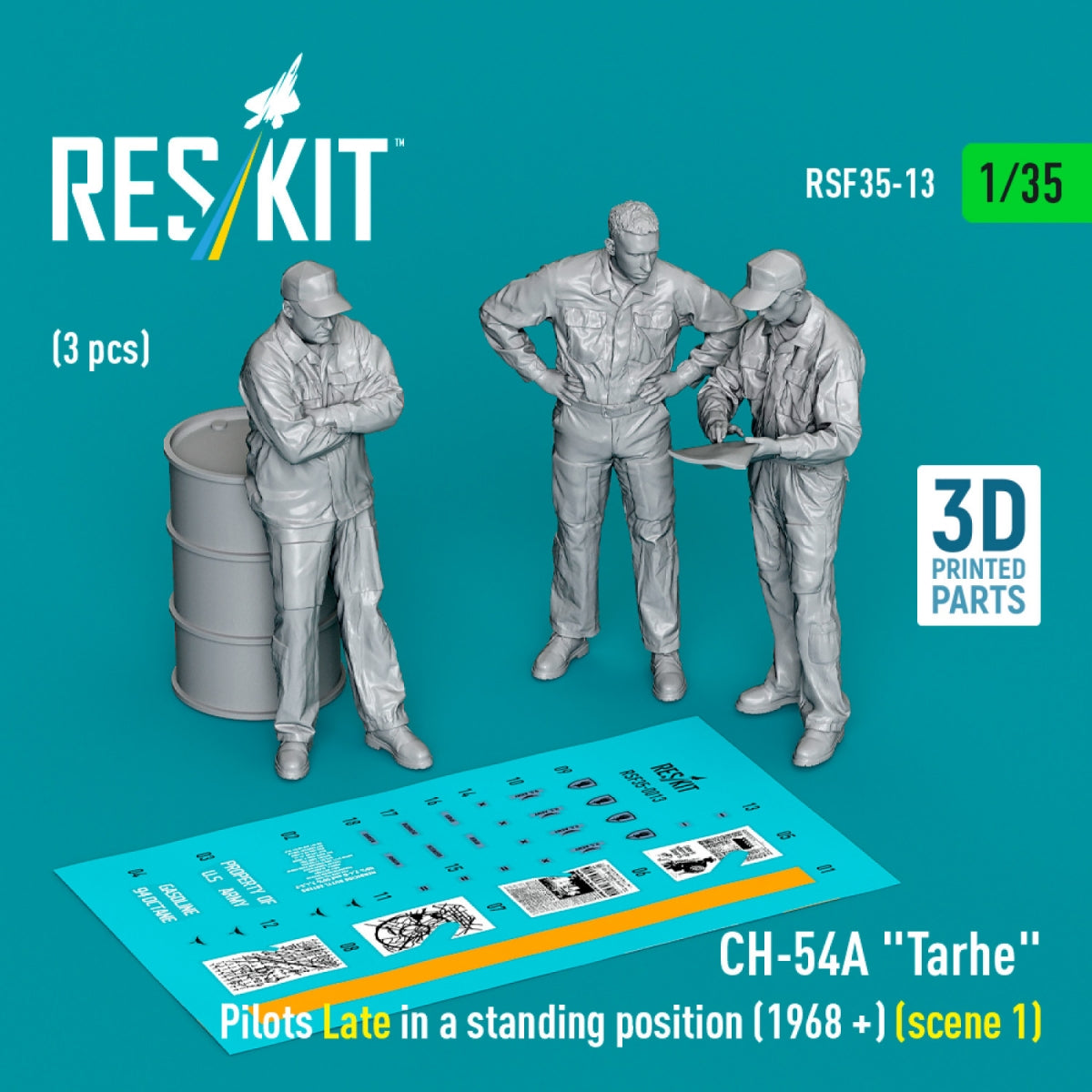 RESKIT RSF35-0013 Pilotes de CH-54A « Tarhe » en position debout (1968 +) (scène 1) (3 pièces) (Impression 3D) 1/35 – image 2