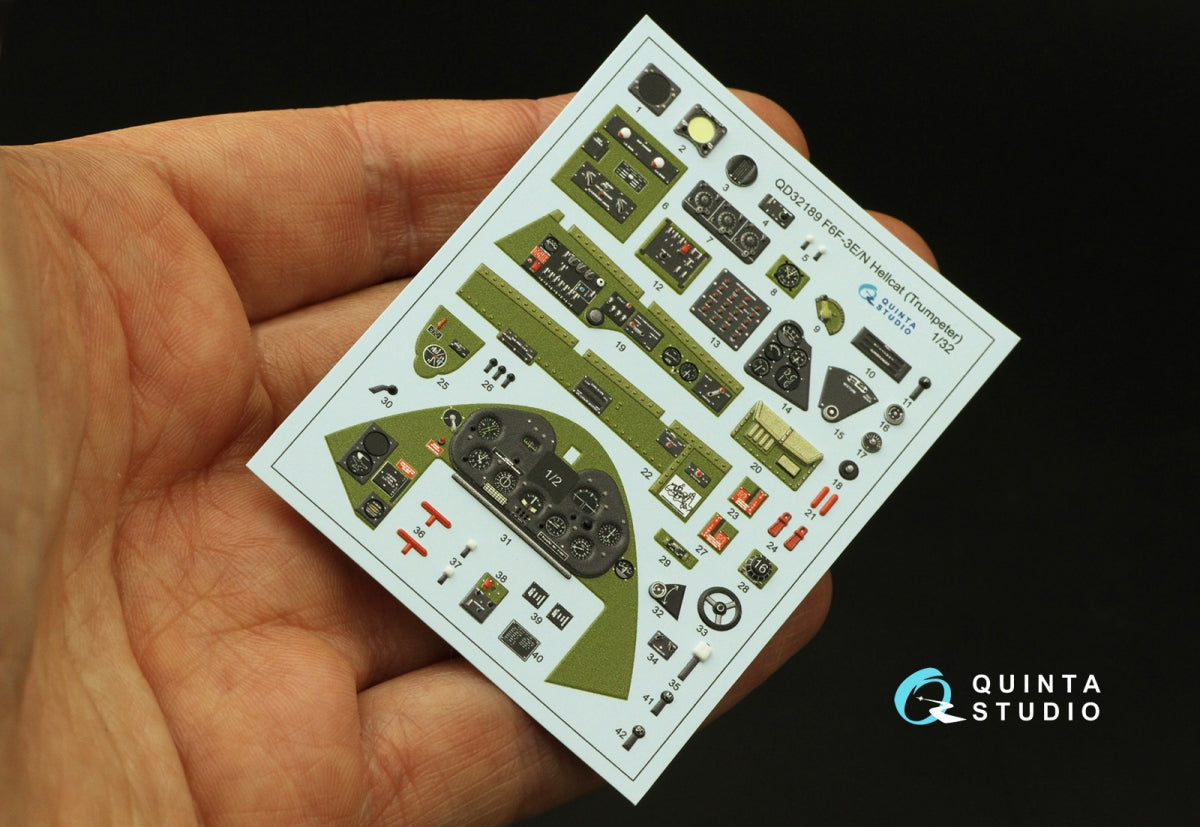Quinta Studio QD32189 F6F-3E/N Hellcat 3D-Printed coloured Interior on decal paper (Trumpeter) 1/32 – imagen 5