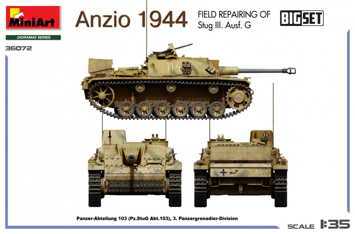 MiniArt 36072 Anzio 1944. Field Repairing of Stug III. Ausf. G. BIG SET 1/35 – imagen 2