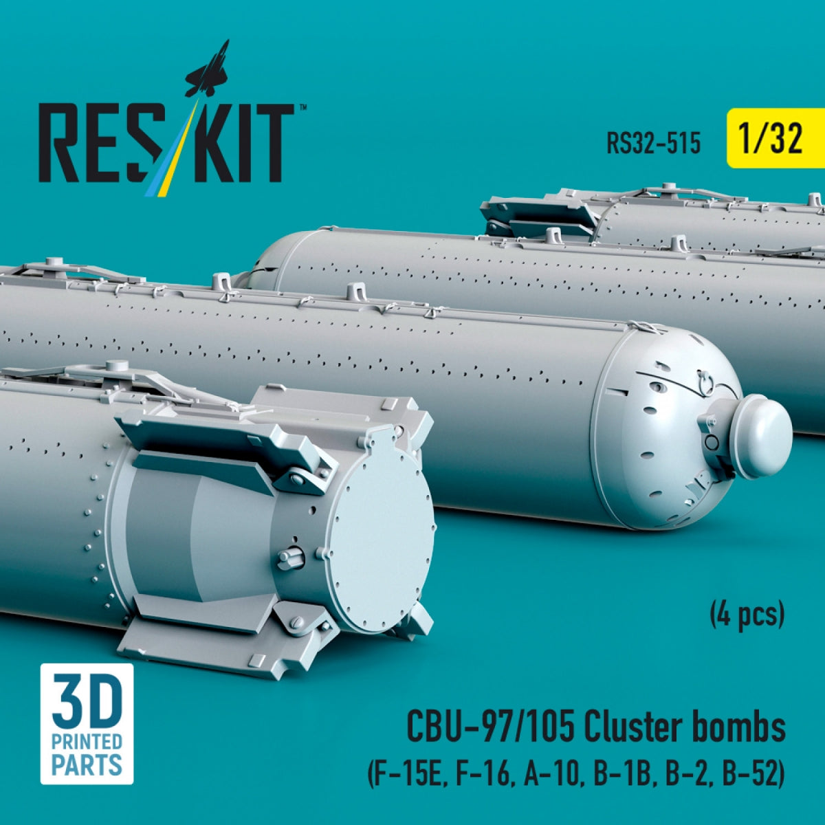 RESKIT RS32-0515 CBU-97/105 cluster bombs (4 pcs) (3D Printed) 1/32 – imagen 3