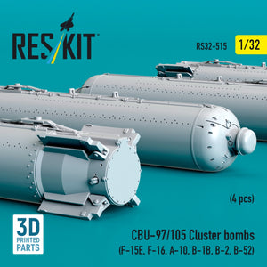 RESKIT RS32-0515 CBU-97/105 cluster bombs (4 pcs) (3D Printed) 1/32 – imagen 3