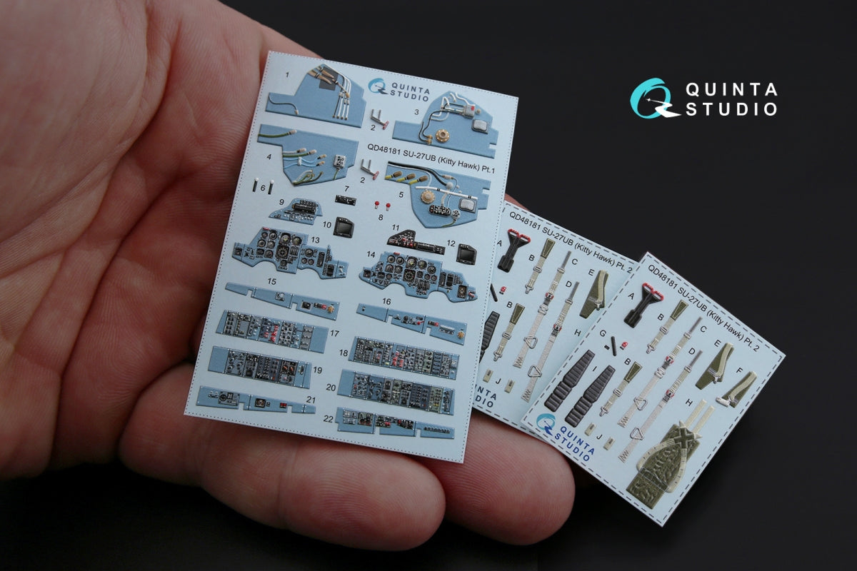 Quinta Studio QD48181 Su-27UB 3D-Printed coloured Interior on decal paper (for KittyHawk kit) 1/48 – immagine 4