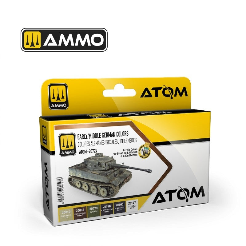 Munitions AMMO de Mig Jimenez 20727 ATOM, couleurs du début/moyen allemand, 6 x 20 ml