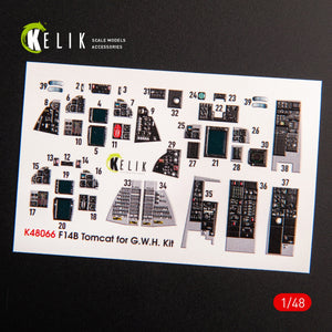KELIK K48066 F-14B TOMCAT INTERIOR 3D DECALS FOR GWH KIT 1/48 – imagen 3