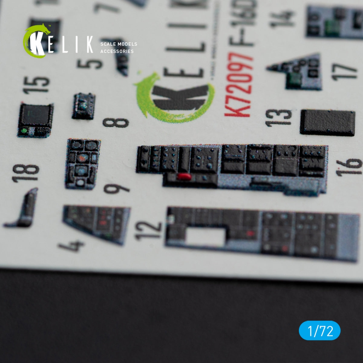 KELIK K72097 F-16D interior 3D decals for Revell kit 1/72 – zdjęcie 6