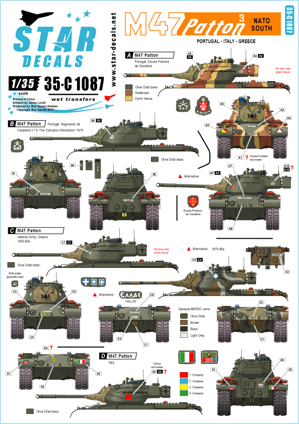 Star Decals 35-C1087 M47 Patton 3 1/35 