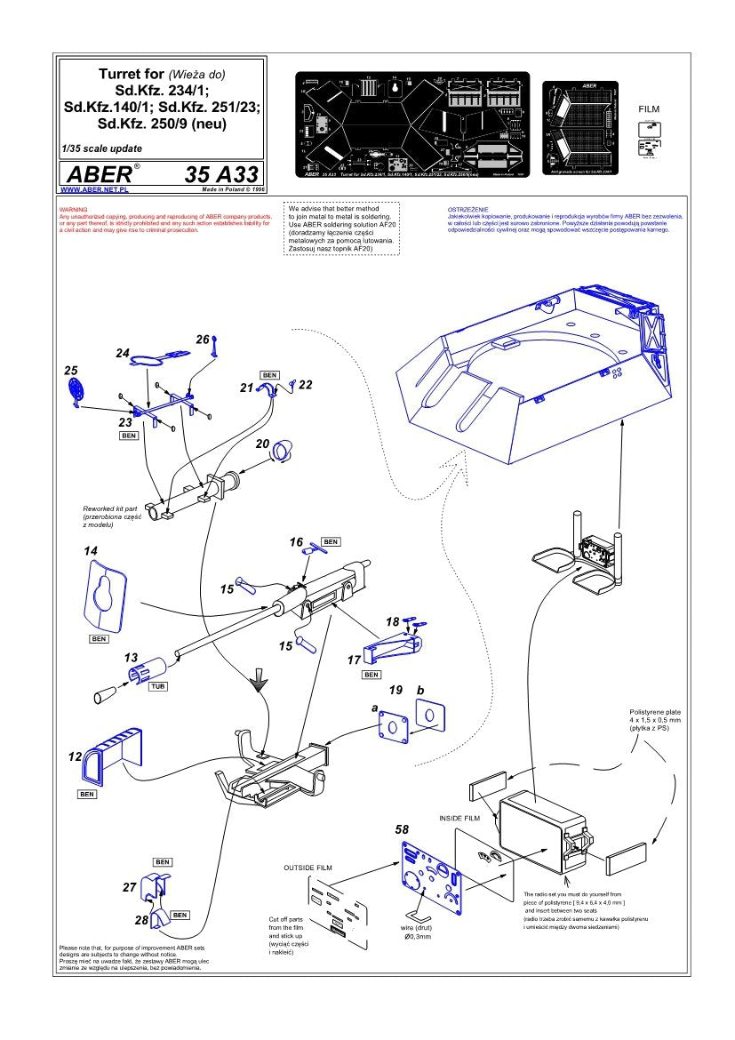 Tourelle Aber 35A033 pour Kfz.234/1, 140/1, 251/23, 250/9 (1/35) – image 4