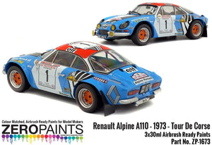 Zero Paints 1673 Renault Alpine A110 – 1973 – Tour De Corse Red - White - Blue Paint Set 3x30ml – zdjęcie 3