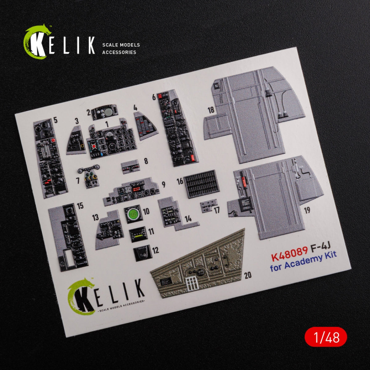 Décalcomanies 3D intérieures KELIK K48089 F-4J « Phantom II » pour maquette Academy au 1/48 – image 2