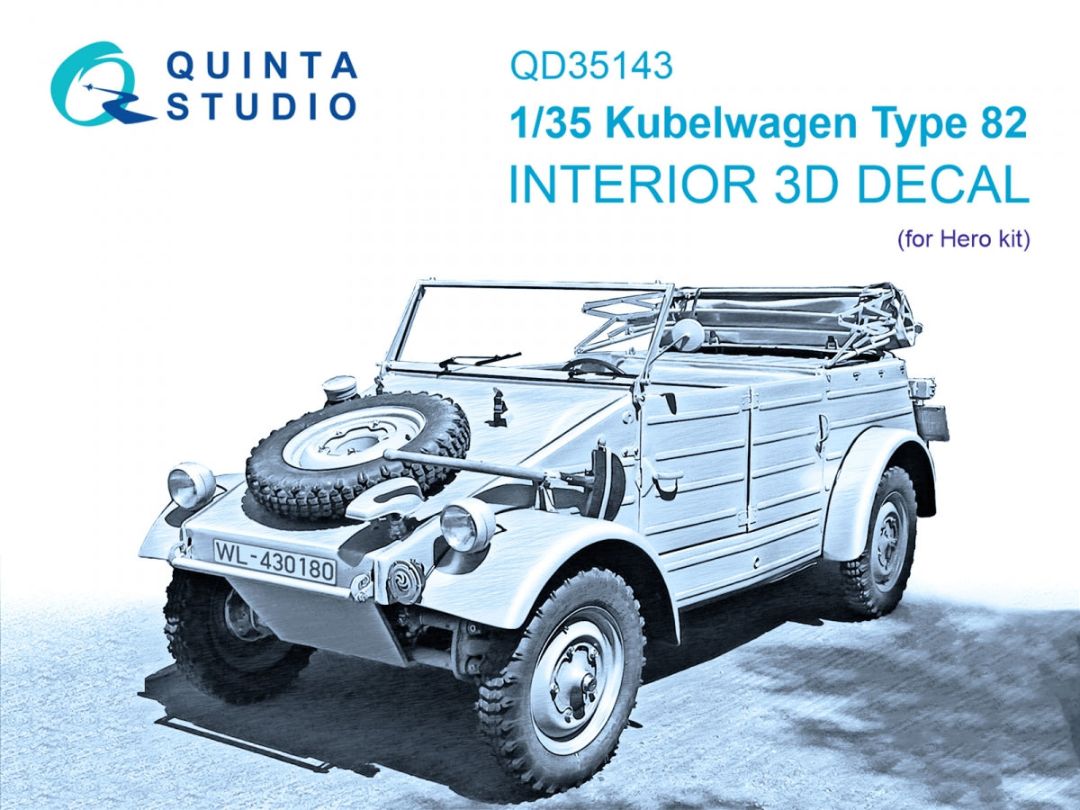 Quinta Studio QD35143 Kubelwagen Type 82 3D-Printed &amp;amp; coloured Interior on decal paper (Hero) 1/35