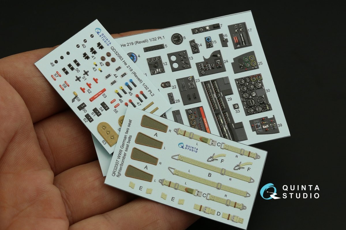 Quinta Studio QD32093 He 219 3D-Printed &amp;amp; coloured Interior on decal paper ( Revell ) 1/32 – imagen 13