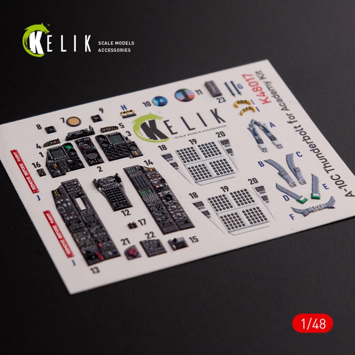 KELIK K48017 A-10C "Thunderbolt " interior 3D decals for Academy kit 1/48