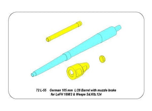 Aber 72L-55 Lufa 105mm do niemieckiej armaty LeFH 18 lub “Wespe” / German 105mm barrel for LeFH 18 “Wespe” 1/72 – imagen 3