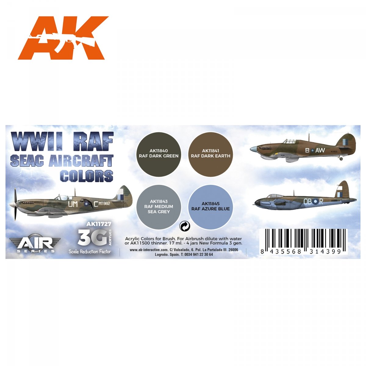 AK Interactive AK11727 WWII RAF SEAC AIRCRAFT COLORS 4x17 ml – imagen 2