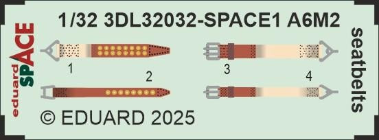 Eduard 3DL32032 A6M2 Zero seatbelts SPACE TAMIYA 1/32 – immagine 3