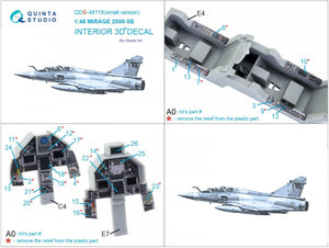 Quinta Studio QDS-48118 Mirage 2000-5B 3D-Printed &amp;amp; coloured Interior on decal paper (Kinetic) (Small version) 1/48 – Bild 10