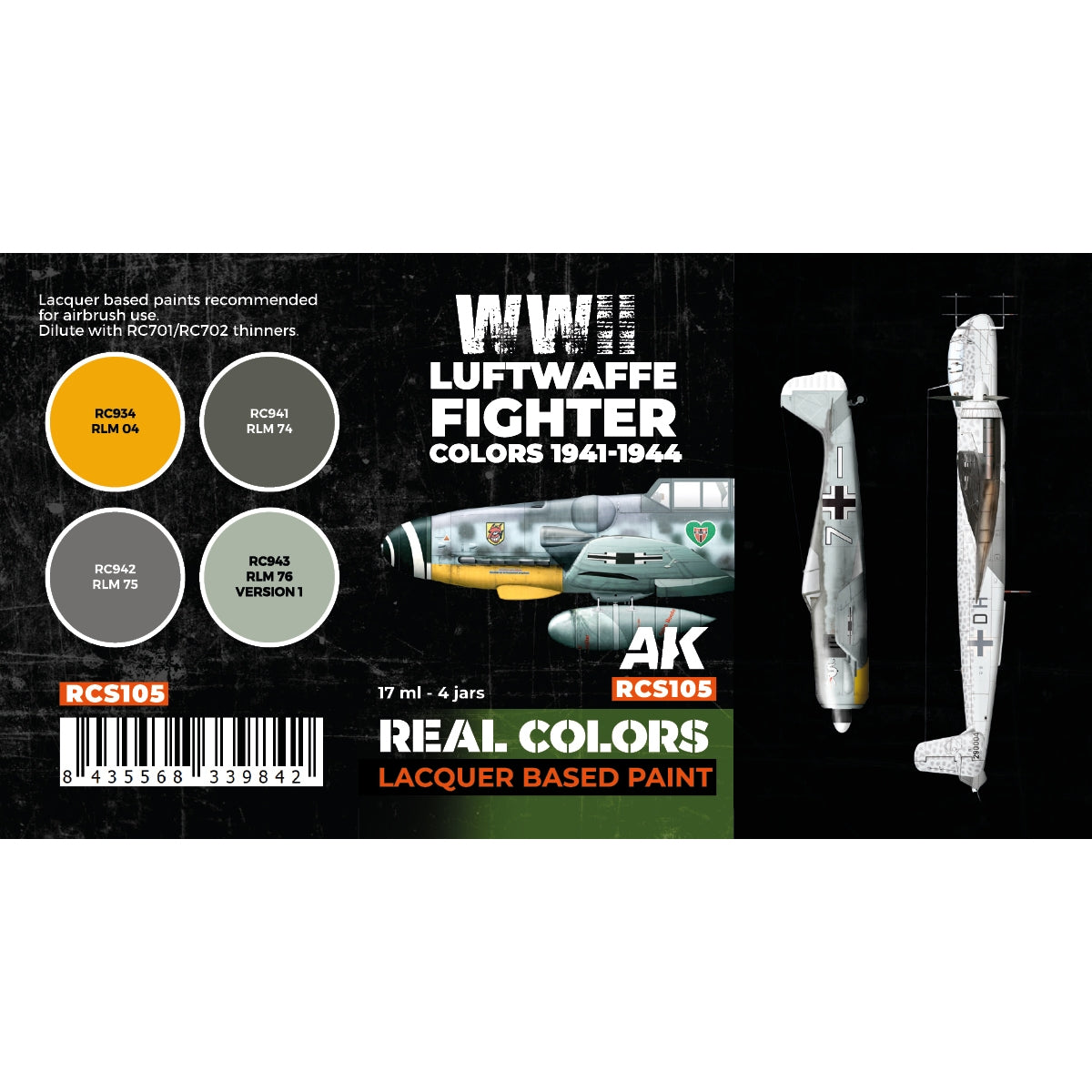 AK Interactive RCS105 Luftwaffe Fighter Colors 1941-1944 4x17ml – image 2