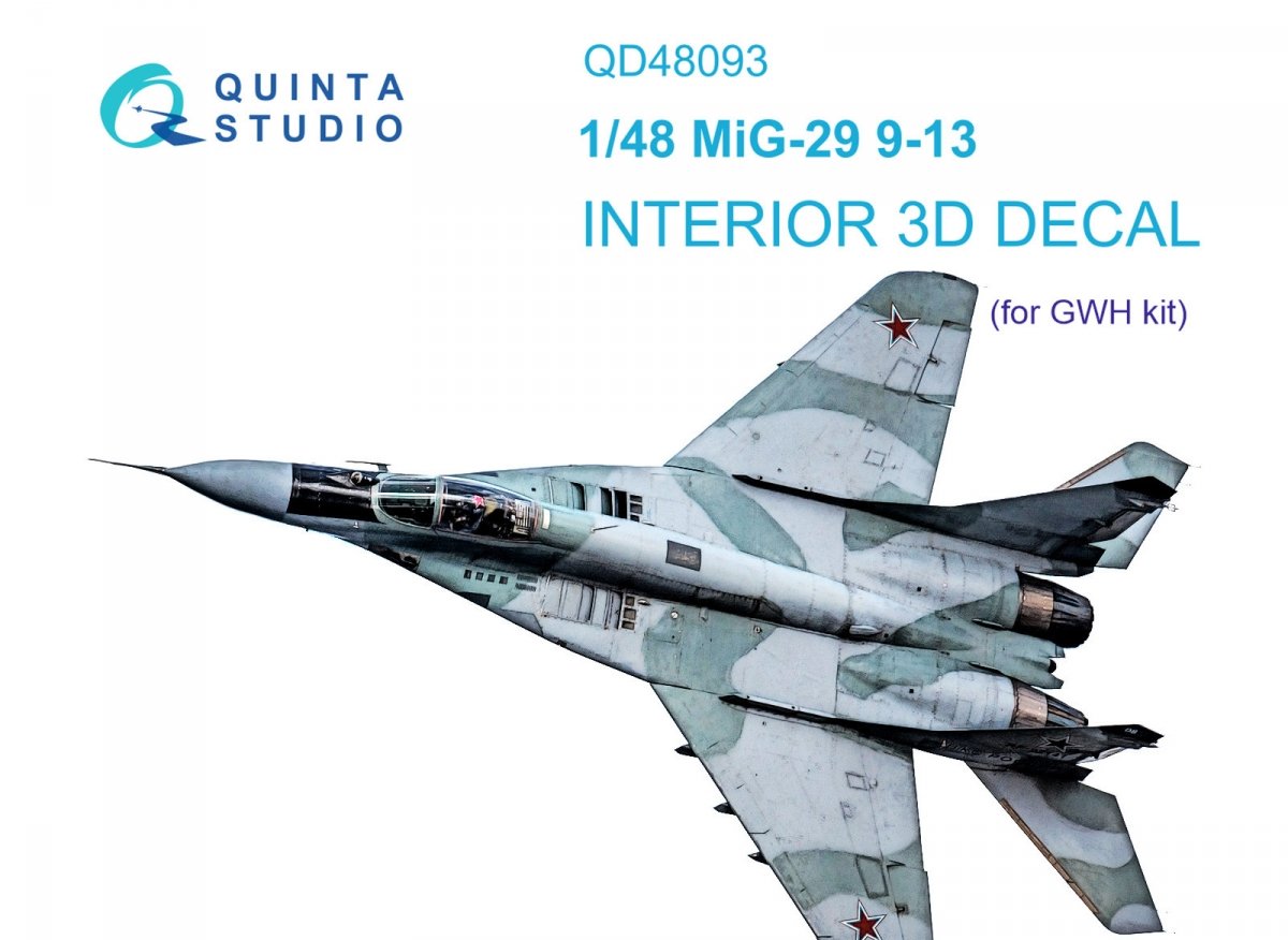 Quinta Studio QD48093 MiG-29 (9-13) 3D-Printed &amp; colored Interior on decal paper (for GWH ) 1/48