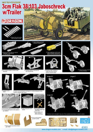 Dragon 6353 3cm Flak 38/103 Jaboschreck w/Trailer 1/35 – zdjęcie 2