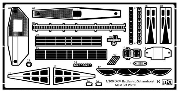 MK1 Design MS-20020 DKM Cuirassé SCHARNHORST RADAR ET PIÈCES DE MÂT pour Trumpeter 1/200 – image 6
