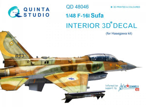Quinta Studio QD48046 F-16I 3D-Printed &amp;amp; coloured Interior on decal paper (for Hasegawa kit) 1/48
