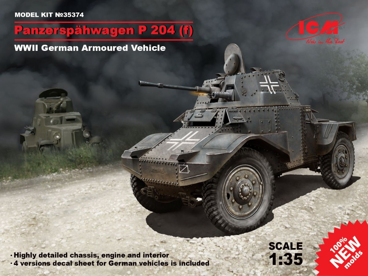 ICM 35374 Panzerspahwagen P 204 (f) WWII German Armoured Vehicle