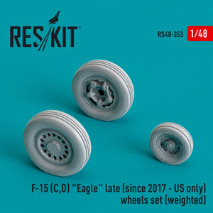 RESKIT RS48-0353 F-15 (C,D) EAGLE LATE (SINCE 2017 - US ONLY) WHEELS SET (WEIGHTED) (RESIN &amp;amp; 3D PRINTED) 1/48