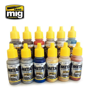 AMMO of Mig Jimenez 7175 METALLIC COLORS SET (12x17ml) – imagen 2