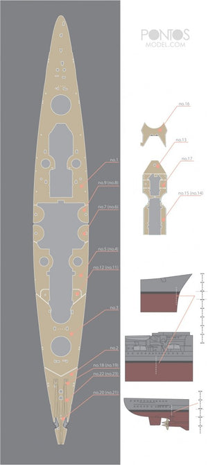 Pontos 35012WD1 DKM Scharnhorst Wooden Deck set Type 1 1/350 – imagen 4