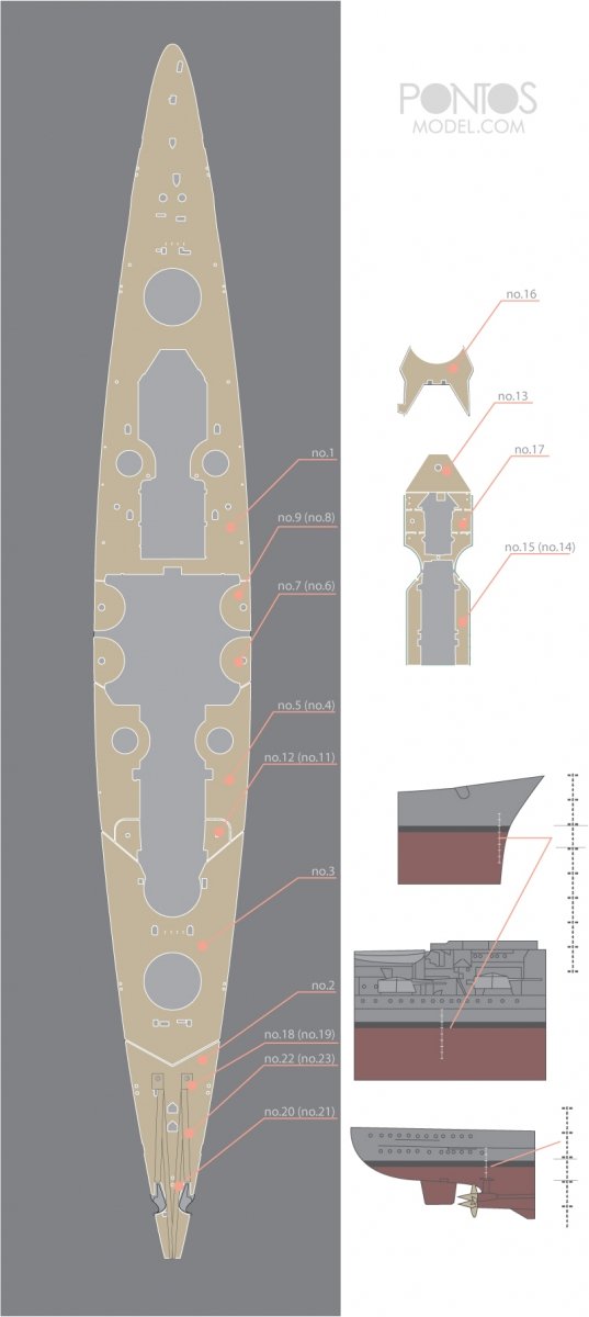 Pontos 35012WD1 DKM Scharnhorst Wooden Deck set Type 1 1/350 – imagen 4