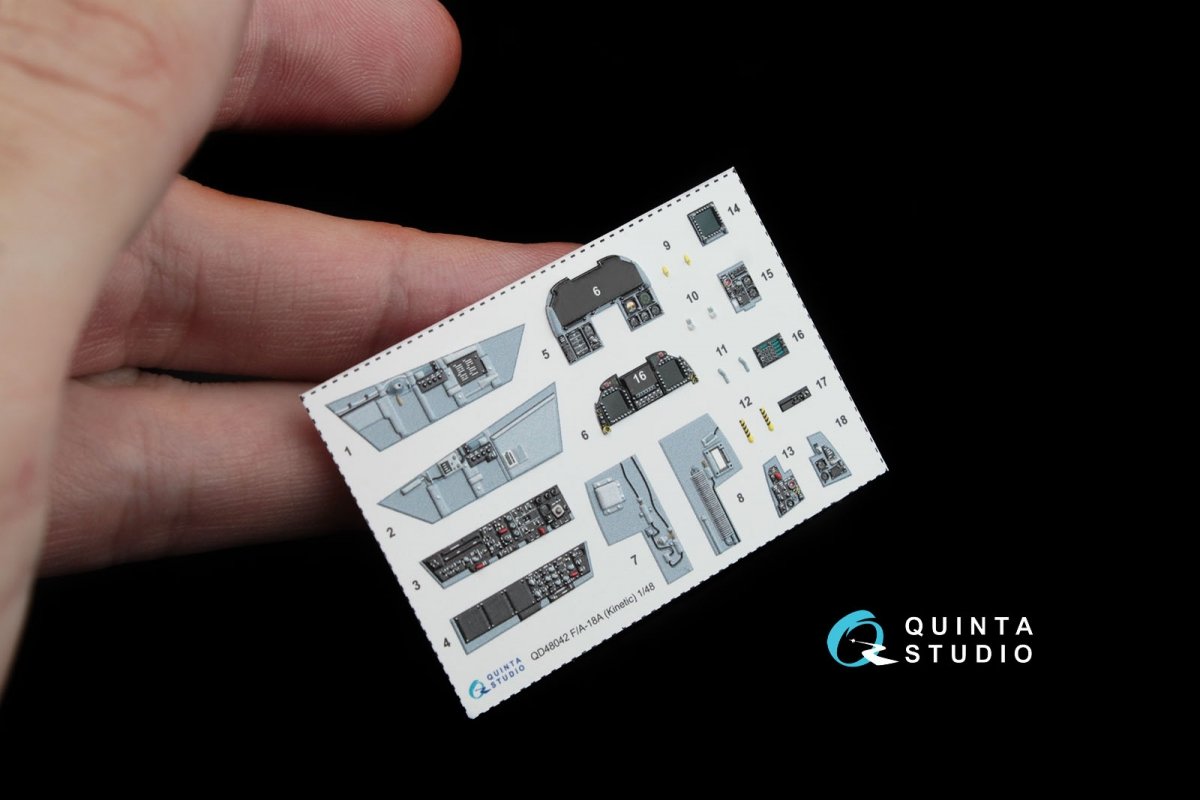 Quinta Studio QD48042 F/A-18A 3D-Printed &amp;amp; coloured Interior on decal paper (for Kinetic) 1/48 – immagine 2