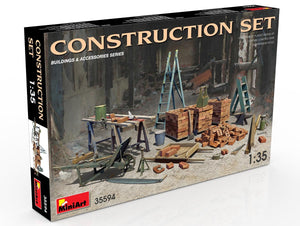 MiniArt 35594 Construction Set Kit: Ladders, Table, Buckets, Bricks, Cart, Anvil, Beams, Jack Stand &amp;amp; Tools 1/35 – imagen 2