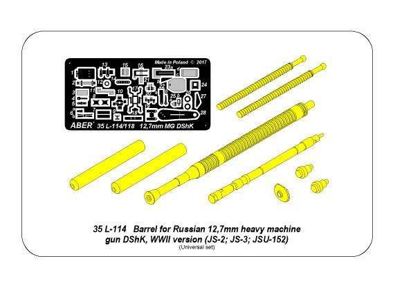 Aber 35L-114 Barrel for Russian 12,7mm heavy machine gun DShK, WWII version (JS-2:; JS-3; JSU-152) 1/35 – imagen 23