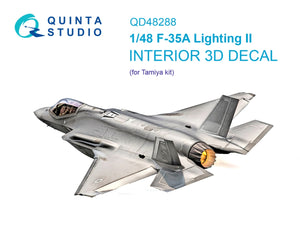 Intérieur imprimé en 3D et coloré sur papier décalcomanie Quinta Studio QD48288 F-35A (Tamiya) 1/48