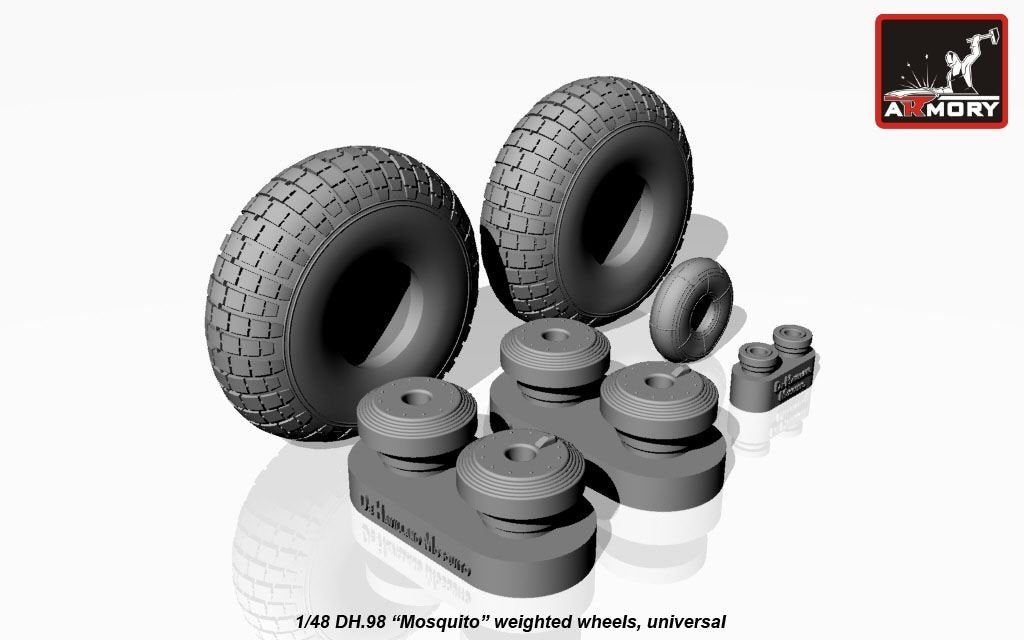 Armory Models AW48402 deHavilland DH.98 Mosquito wheels, “checkerboard” tyre pattern, weighted 1/48 – imagen 3